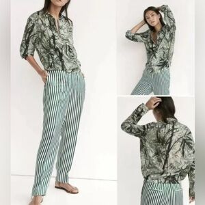 Massimo Dutti Palm Leaf Printed Bomber Jacket Lightweight Size M NWOT